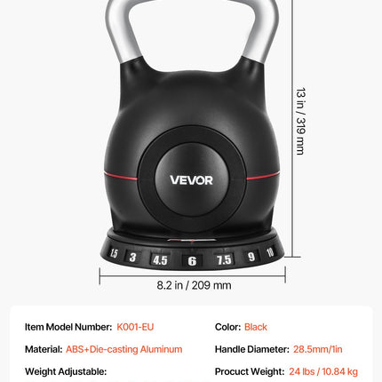 Reguliuojamas svarmuo (gira) VEVOR K001-EU, 1,5–10 kg