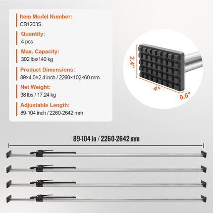 Krovinių tvirtinimo strypai VEVOR CB1203S, 2260–2642 mm, 4 vnt.