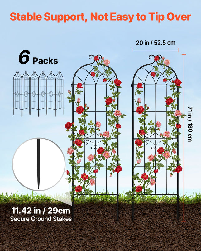 Sodo grotelės augalams VEVOR EKHPJ180-6, 180 x 52,5 cm, 6 vnt.