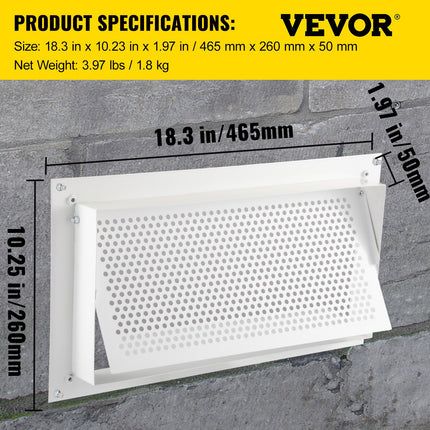 Pamatų ventiliacijos grotelės nuo potvynių VEVOR FHTFKBS-16''x8'', 406x203 mm