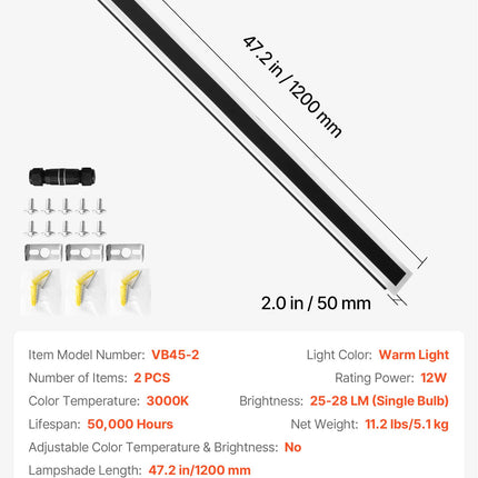 Išoriniai sieniniai šviestuvai VEVOR VB45-2, 1200 mm