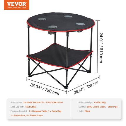 Sulankstomas kempingo stalas VEVOR AP-SS-005, 72x72 cm
