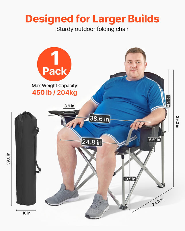 Sulankstoma kempingo kėdė VEVOR ZM2006XL, 158 kg apkrova
