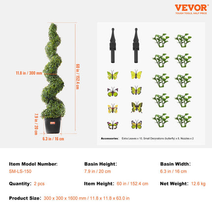 Dirbtinis buksmedis VEVOR SM-LS-150, 152 cm (2 vnt.)