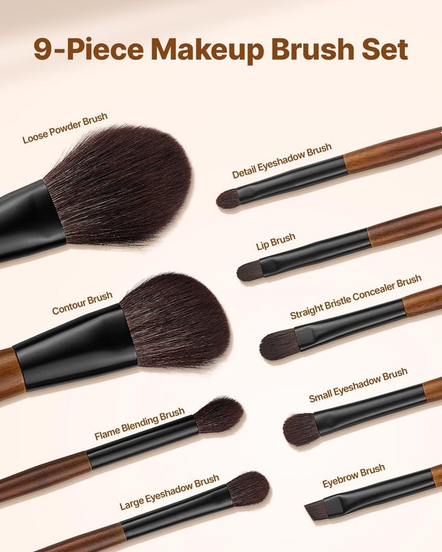 Makiažo šepetėlių rinkinys VEVOR SS-9 Wool Sets, 9 dalių