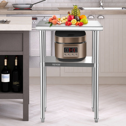 Nerūdijančio plieno paruošimo stalas VEVOR VV-SSWR-24*18, 272 kg apkrova