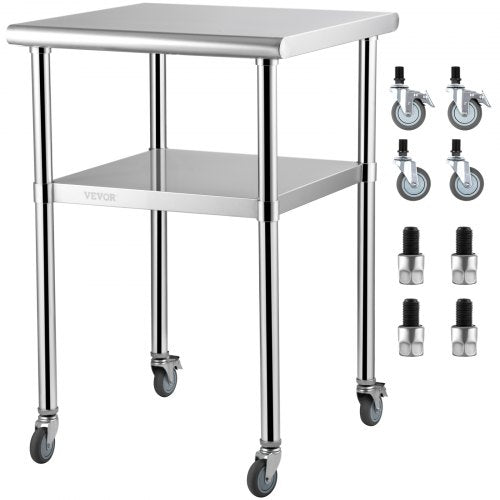Nerūdijančio plieno paruošimo stalas VEVOR VV-SSWR-JL-24*24, 272 kg apkrova