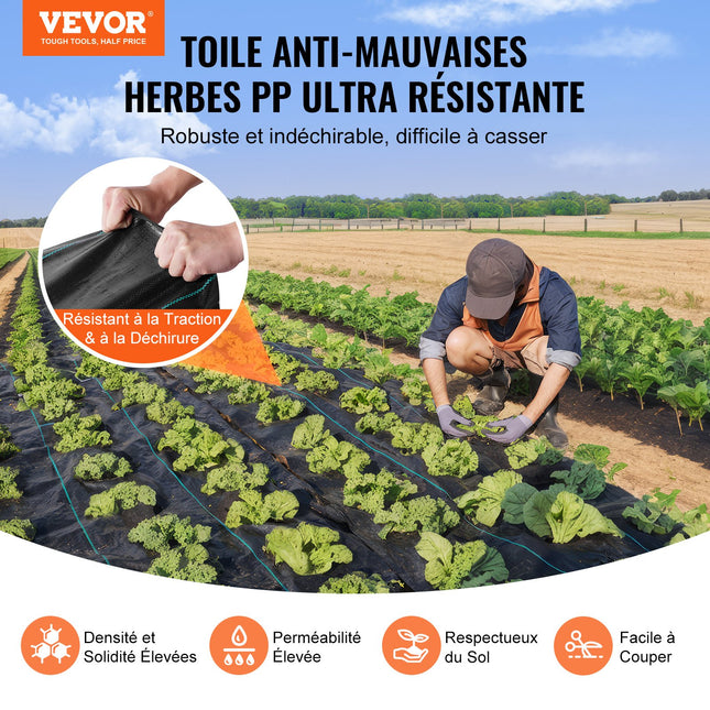 Geotekstilė nuo piktžolių VEVOR 1*50-100, 1 x 50 m