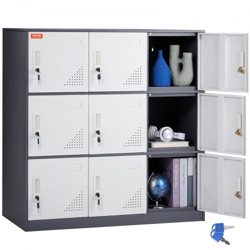 Metalinė darbuotojų spintelė VEVOR, 9 durų, 90x45x94 cm