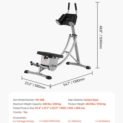 Pilvo preso treniruoklis VEVOR YN-388, 136 kg apkrova