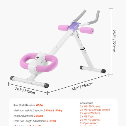 Pilvo preso treniruoklis VEVOR 005A, 150 kg apkrova