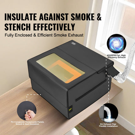 Lazerinio graviravimo staklių gaubtas VEVOR ZL-FHD-0026, 800 x 800 x 500 mm