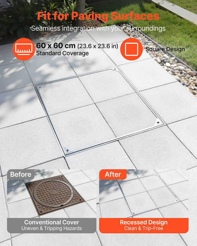 Šulinio dangtis su rėmu VEVOR ZD005-SZ, 600 x 600 mm
