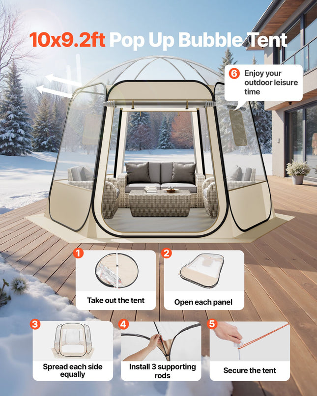 Iššokanti burbulinė palapinė VEVOR 121085, 3,05 x 2,75 m
