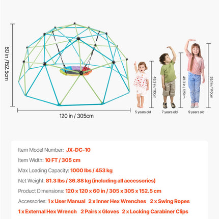 Laipiojimo kupolas VEVOR JX-DC-10, 305 cm