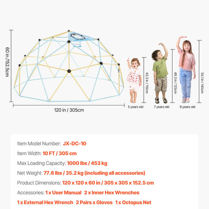 Laipiojimo kupolas VEVOR JX-DC-10, 305 cm