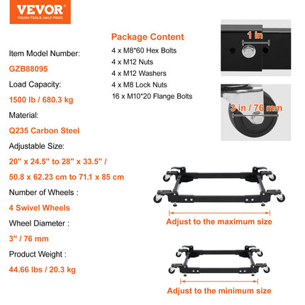 Universalus mobilus pagrindas VEVOR GZB88095, 680 kg