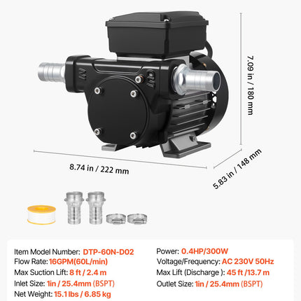 Alyvos perpylimo siurblys VEVOR DTP-60N-D01, 60 l/min