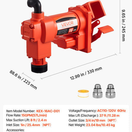 Kuro perpylimo siurblys VEVOR KEX-16AC-D01, 57 l/min