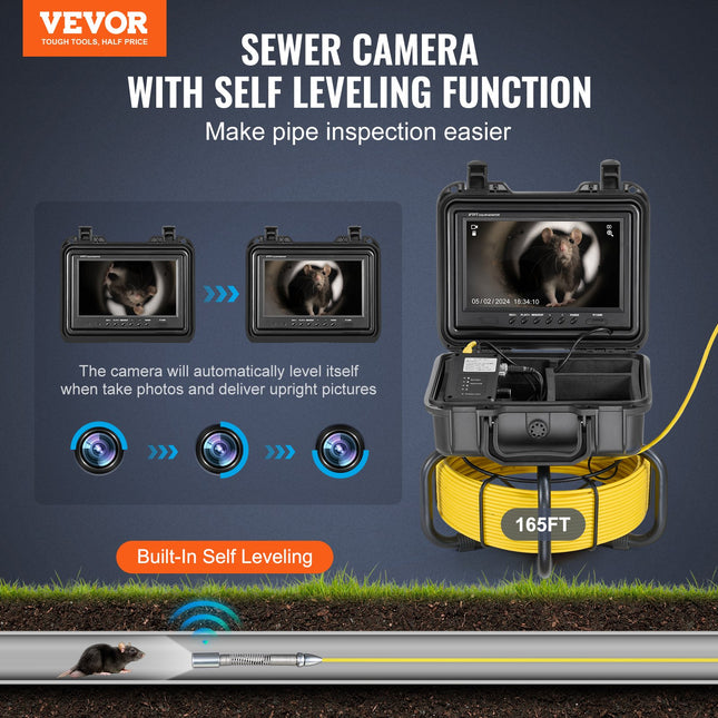 Vamzdynų patikros kamera VEVOR WP9608F, 50 m