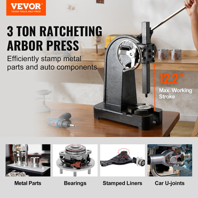 Rankinis reketinis presas VEVOR APR-3, 3 tonos