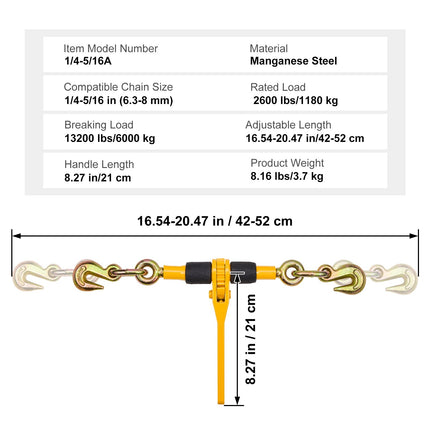 Grandinių įtempėjas VEVOR 1/4-5/16A, 1180 kg (2 vnt.)