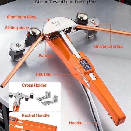 Vamzdžių lenkimo įrankių rinkinys VEVOR CT-S999RF, 6–22 mm