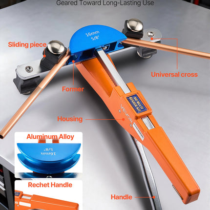 Vamzdžių lenkimo įrankių rinkinys VEVOR CT-S999F-C, 6–22 mm