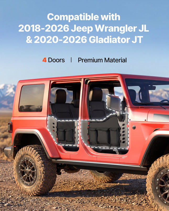 Vamzdinės durys visureigiams VEVOR Jeep Wrangler JL / Gladiator JT, 4 durų komplektas