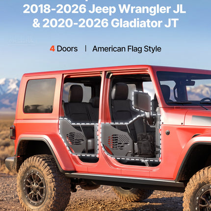 Vamzdinės durys VEVOR Jeep Wrangler JL / Gladiator JT, 4 durų komplektas