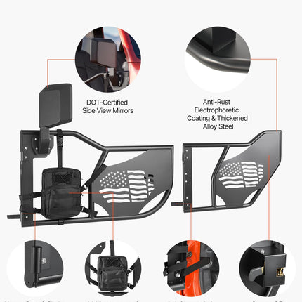 Vamzdinės durys VEVOR Jeep Wrangler JL / Gladiator JT, 4 durų komplektas