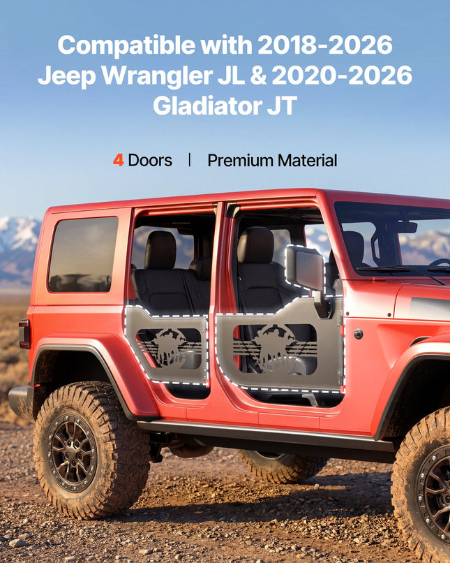 Vamzdinės durys visureigiams VEVOR Jeep Wrangler JL / Gladiator JT, 4 durų komplektas