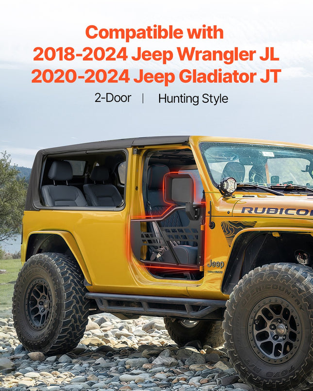 Vamzdinės durys VEVOR Jeep Wrangler JL / Gladiator JT, 2 durų komplektas