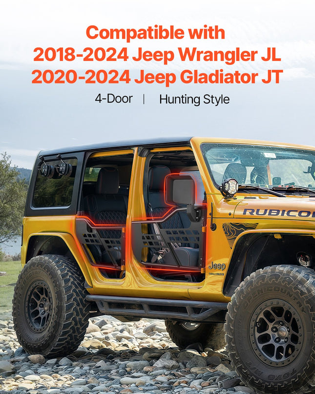 Vamzdinės durys visureigiams VEVOR Jeep Wrangler JL / Gladiator JT, 4 durų komplektas