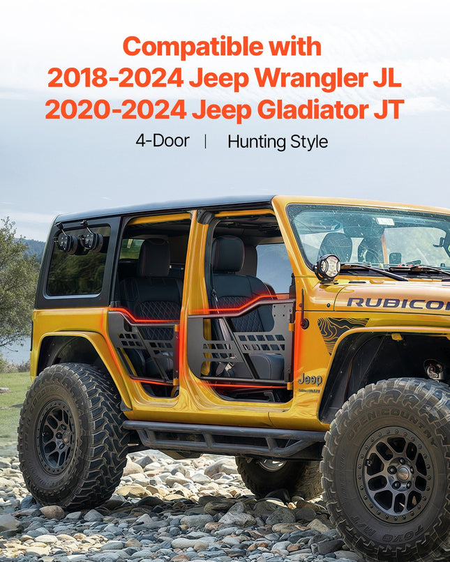 Vamzdinės durys visureigiams VEVOR Jeep Wrangler JL / Gladiator JT, 4 durų komplektas