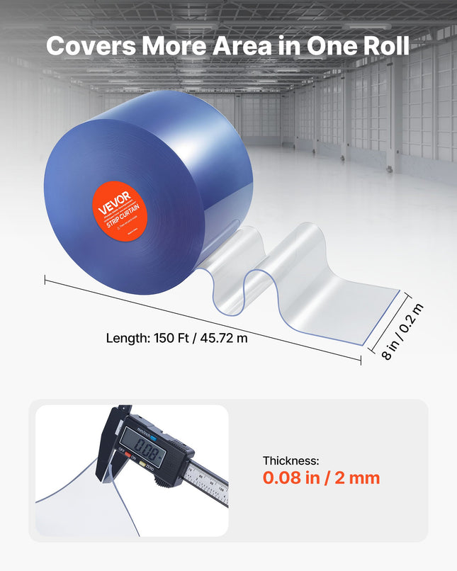 PVC juostinė užuolaida VEVOR 55V0, 45,7 m ilgio