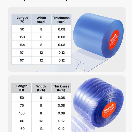 PVC juostinė užuolaida VEVOR 55V0, 45,7 m ilgio