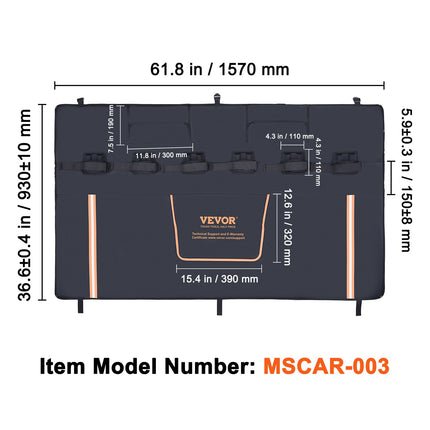 Dviračių laikiklis ant pikapo borto VEVOR MSCAR-003, 157 cm (6 dviračiams)