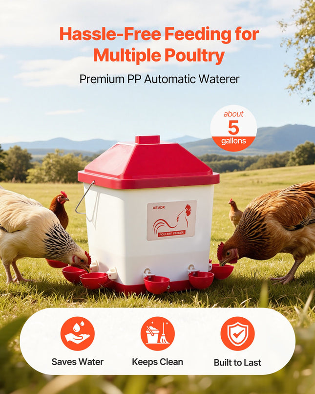 Automatinė girdykla vištoms VEVOR 5GAL D, 19 l talpa