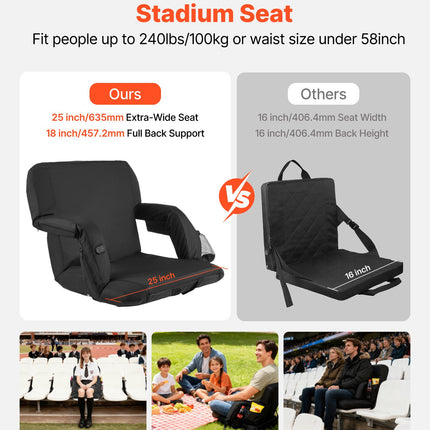 Šildoma stadiono kėdė VEVOR BL-A0135MH, 635 mm