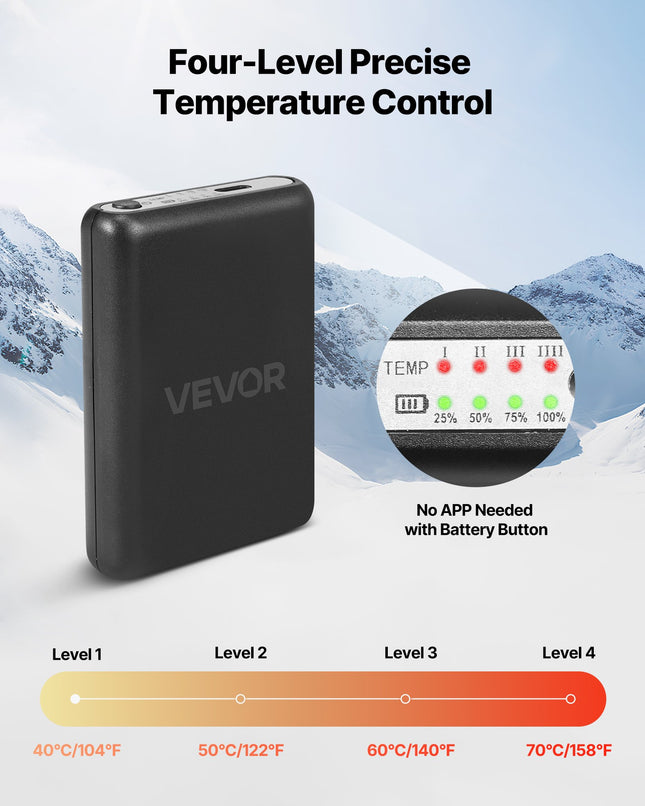 Šildomos kojinės VEVOR KEC-5000, 5000 mAh baterija