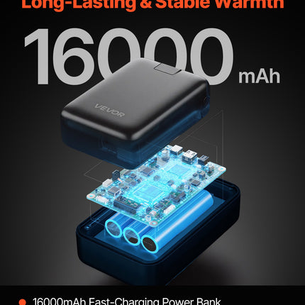 Šildomas džemperis VEVOR 2528, 16000 mAh išorinė baterija