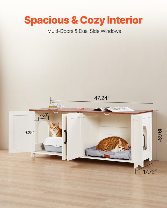 Kačių tualeto spintelė VEVOR SR253073WH, 120 cm