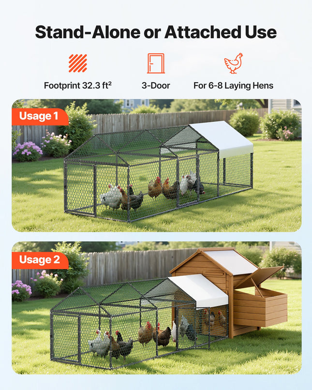 Metalinis vištidės aptvaras VEVOR CRCFG0103, 1 x 3 x 1 m