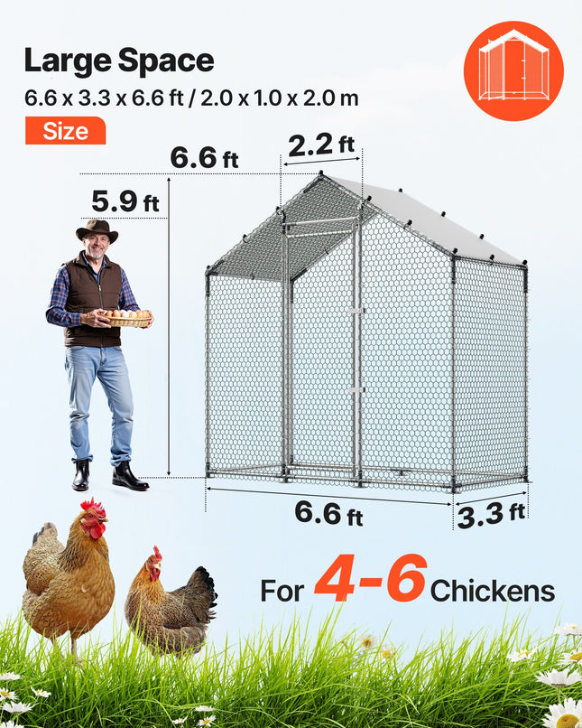 Metalinis vištidės aptvaras VEVOR CRC0201, 2 x 1 x 2 m