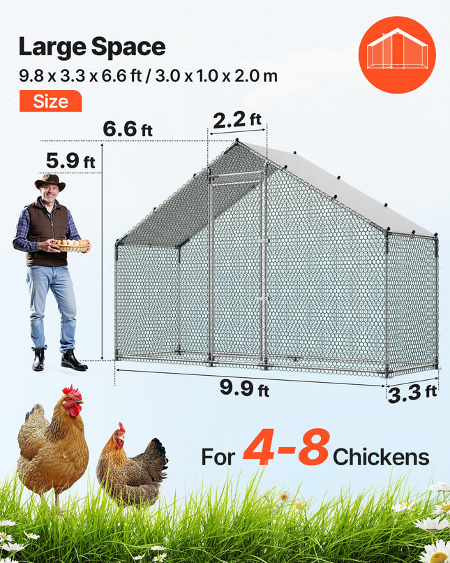 Metalinis vištidės aptvaras VEVOR CRC0301, 3 x 1 x 2 m