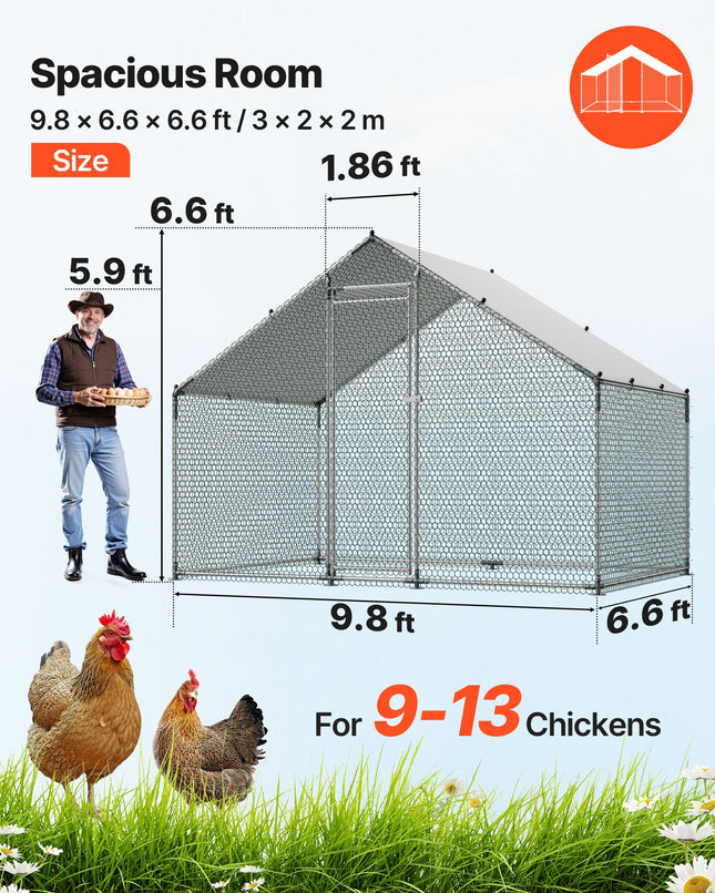 Metalinis vištidės aptvaras VEVOR JD322, 3x2x2 m