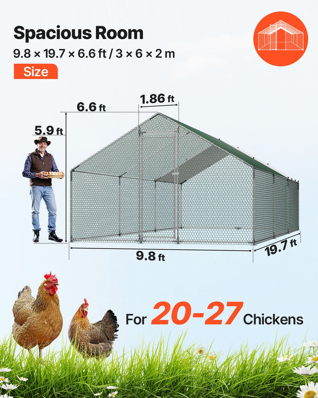 Metalinis vištidės aptvaras VEVOR JD362, 3x6x2 m
