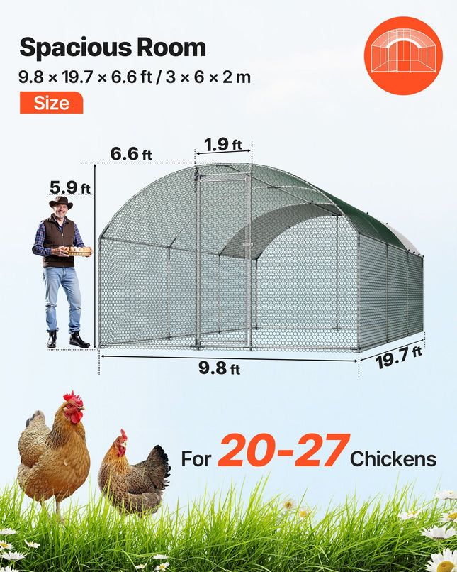 Metalinis vištidės aptvaras VEVOR YD362, 3x6x2 m