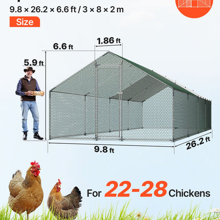 Metalinis vištidės aptvaras VEVOR JD382, 3x8x2 m